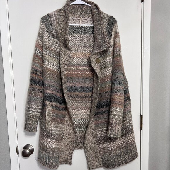 Free People Starlight Shadow Poncho Cardigan Women's Size Medium Oversized - Picture 3 of 10